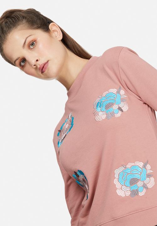 Daisy Street - Rose embroidered sweat top