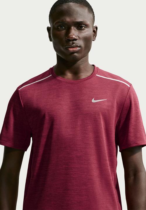Nike - Miler Dri-FIT UV Running Tee in the Tough Red / Reflective Silver