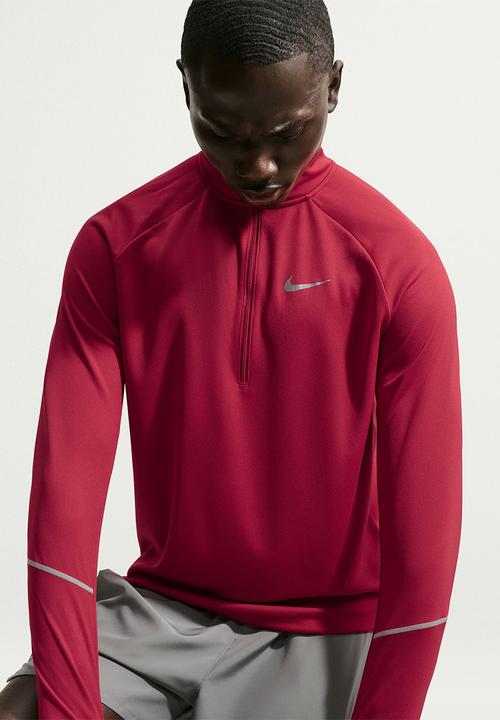 Nike - Miler Dri-FIT UV 1/2-Zip Running Top - Tough Red / Reflec