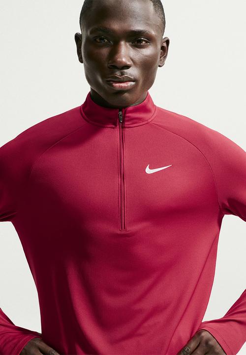 Nike - Miler Dri-FIT UV 1/2-Zip Running Top - Tough Red / Reflec