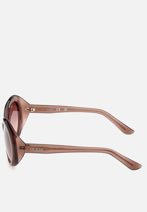GUESS - Oval 53mm Sunglasses - Shiny Dark Brown