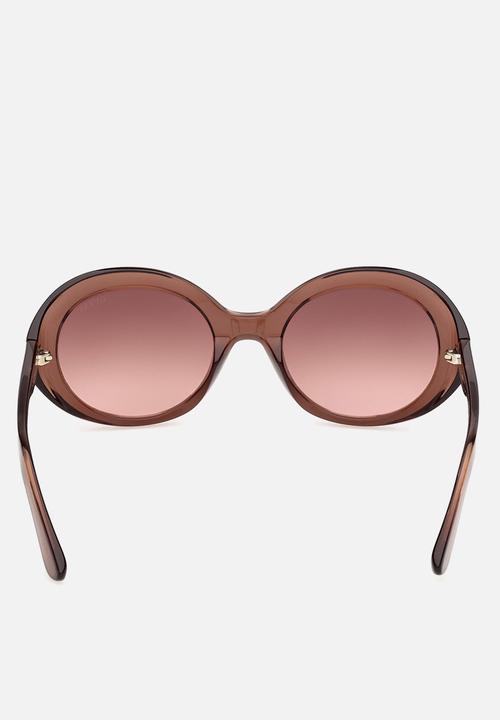 GUESS - Oval 53mm Sunglasses - Shiny Dark Brown