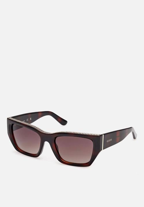 GUESS - Rectangle 55mm Sunglasses - Dark Havana