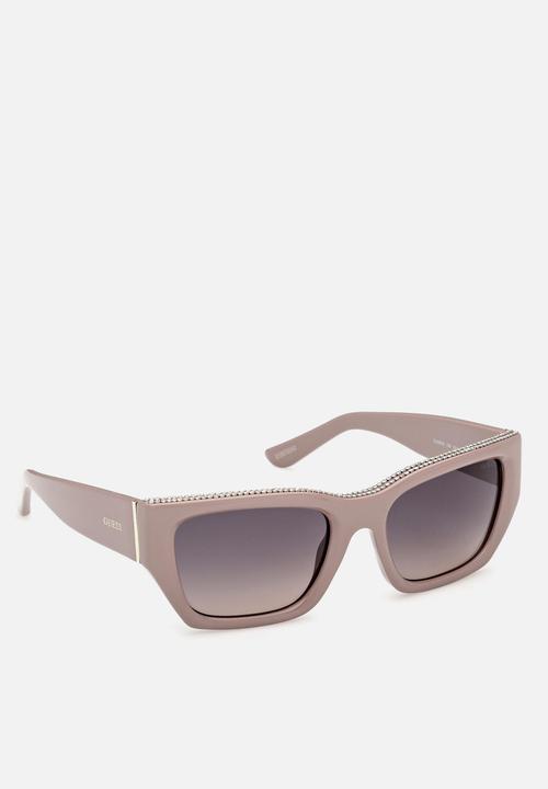 GUESS - Rectangle 55mm Sunglasses - Shiny Beige
