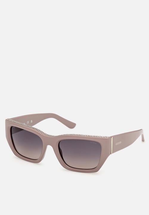 GUESS - Rectangle 55mm Sunglasses - Shiny Beige