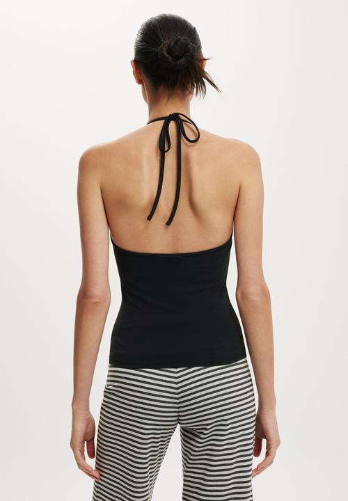 Cotton On - Hold Me Tie Halter - Black