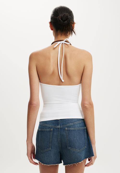 Cotton On - Hold Me Tie Halter - White