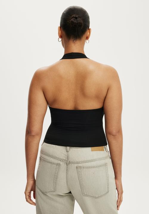 Cotton On - Everyday Smooth Scoop Halter - Black