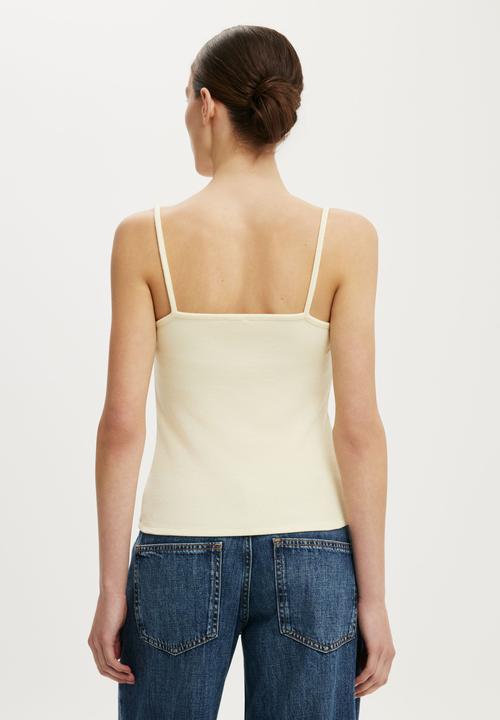 Cotton On - Lace Trim Longline Cami - Vanilla Glow