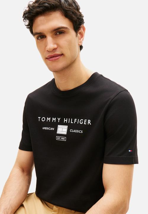 Tommy Hilfiger - BRAND LOVE MONO STACK TEE - Black
