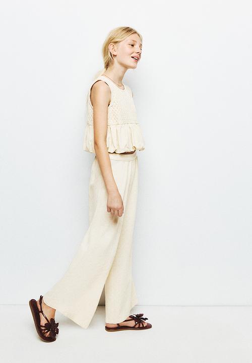 MANGO - Trousers Vineset - Light Beige