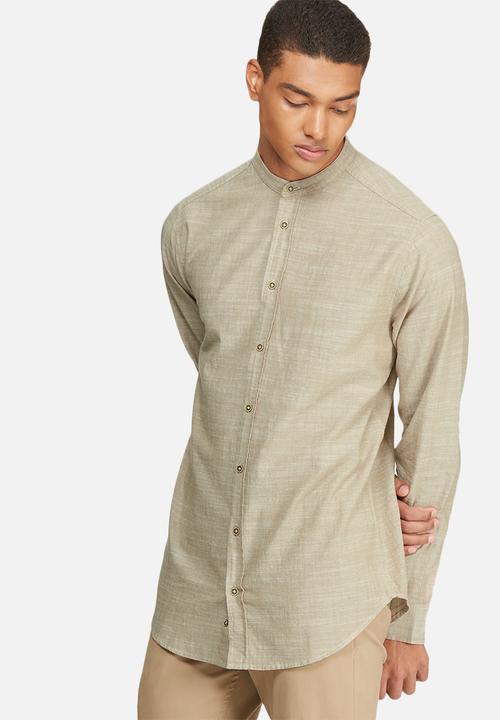 basicthread - Textured Mandarin Regular Fit Shirt