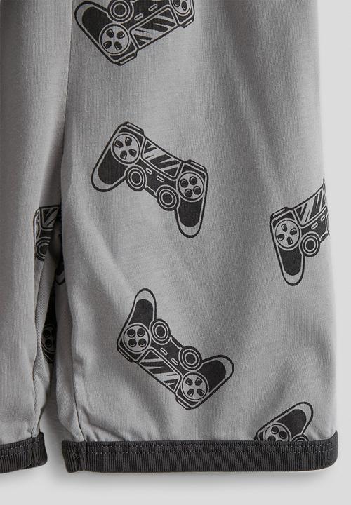 Pop Candy - Graphic tee and aop shorts pj set - grey