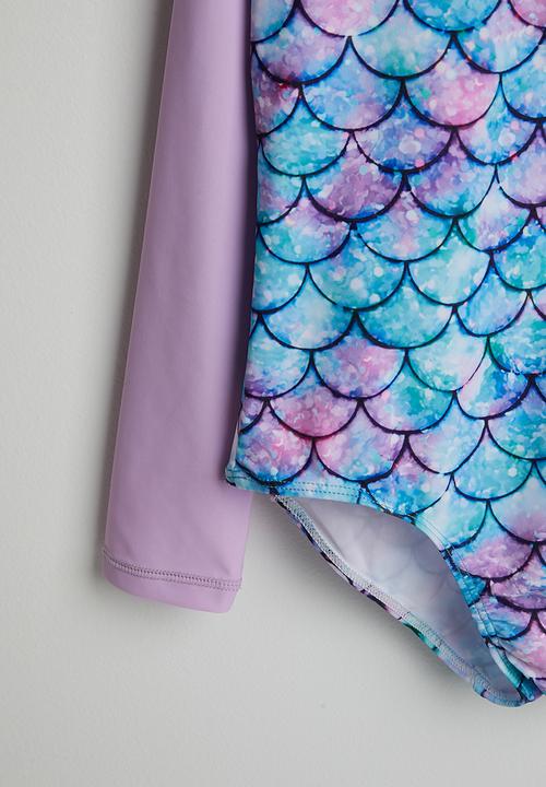 Pop Candy - Mermaid scale print swimsuit - lt purple & multi