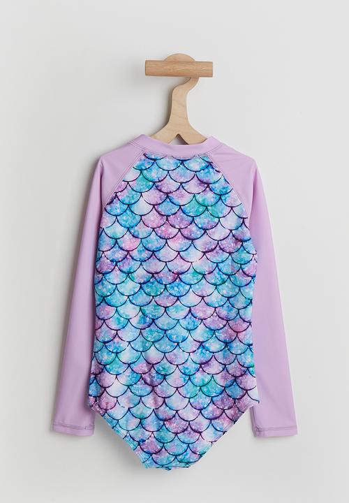 Pop Candy - Mermaid scale print swimsuit - lt purple & multi