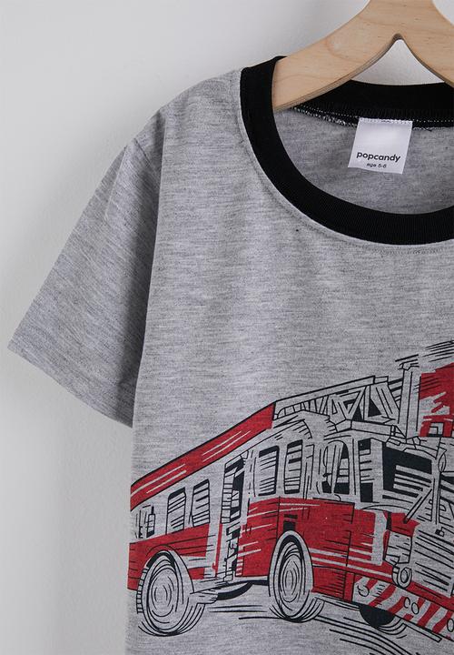 Pop Candy - Graphic tee and aop shorts - grey/red