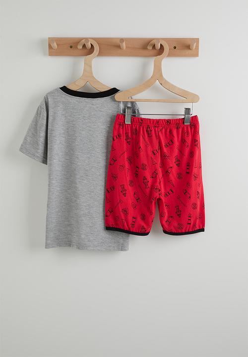 Pop Candy - Graphic tee and aop shorts - grey/red