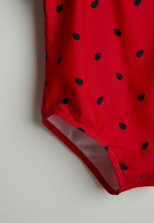 Pop Candy - One shoulder swimsuit - red & green