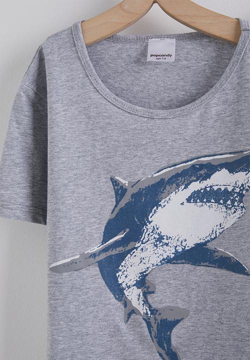 Pop Candy - Graphic tee and aop shorts - grey/navy