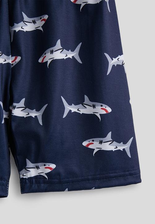 Pop Candy - Graphic tee and aop shorts - grey/navy