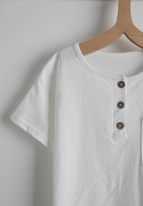Pop Candy - Henley tee & shorts - white & navy