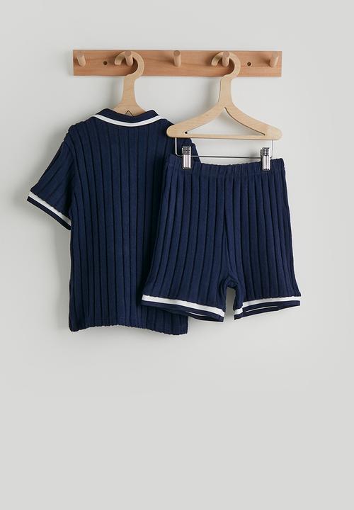 Pop Candy - Knit polo shirt and shorts - navy