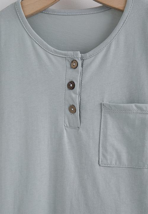 Pop Candy - Henley tee &shorts - grey & brown