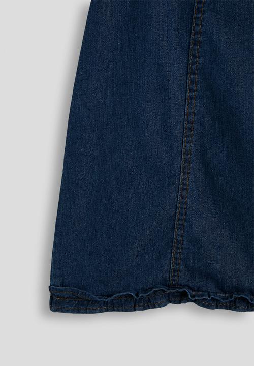Pop Candy - Denim ruffle detail a-line dress - dark navy