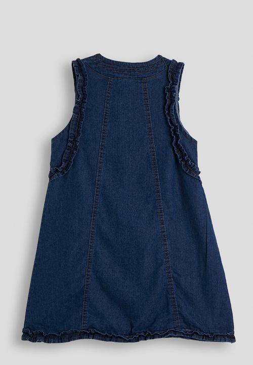 Pop Candy - Denim ruffle detail a-line dress - dark navy