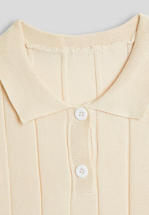 Pop Candy - Knit henley tee - cream