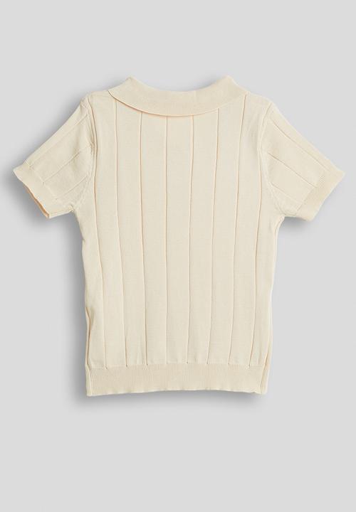 Pop Candy - Knit henley tee - cream