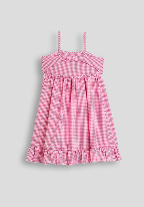 Pop Candy - Gingham spaghetti strap ruffle hem dress - pink