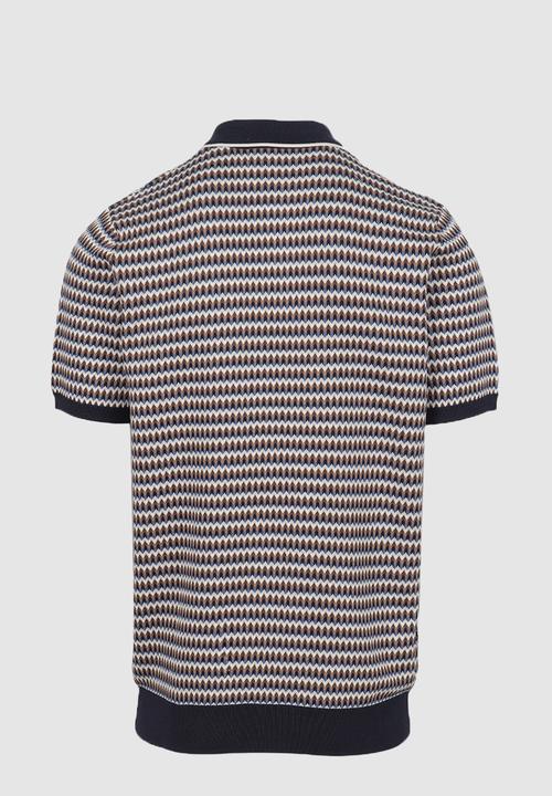 Pringle of Scotland - Damon Jacquard Multi Knitted Golfer - Navy
