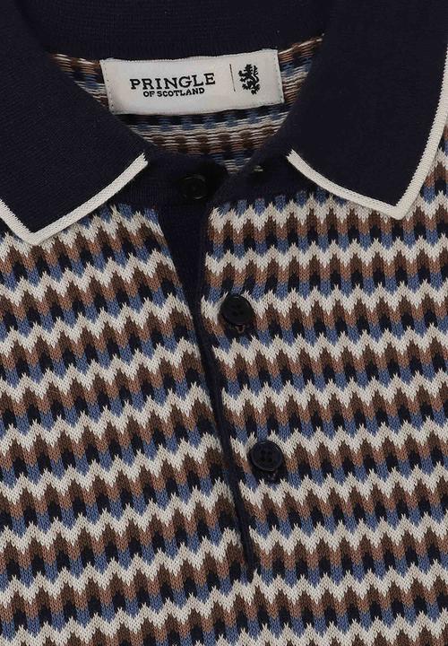 Pringle of Scotland - Damon Jacquard Multi Knitted Golfer - Navy