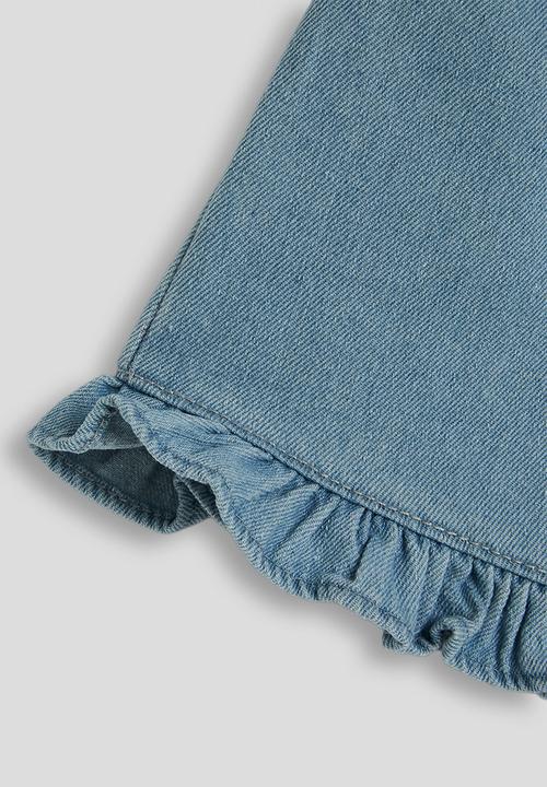 Pop Candy - Frilled hem denim shorts - blue
