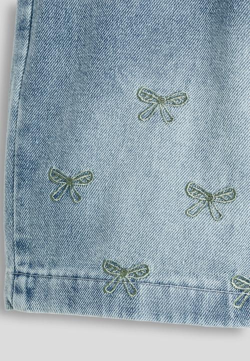 Pop Candy - Bow embroidered shorts - light blue