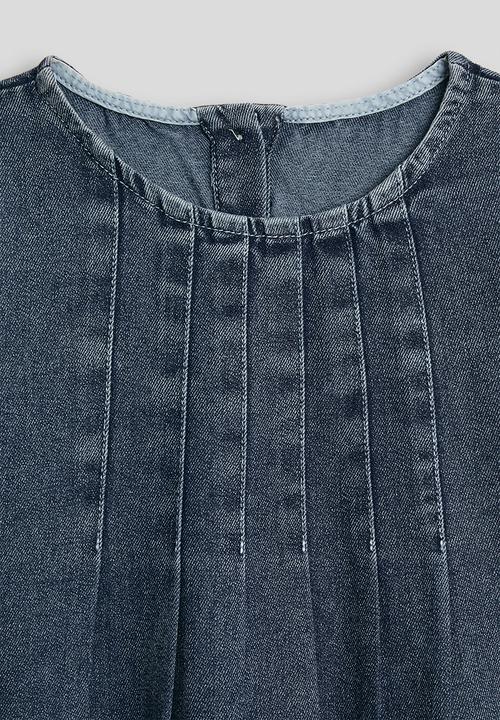 Pop Candy - Pintuck bodice denim dress - navy