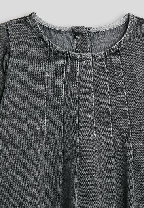 Pop Candy - Pintuck bodice denim dress - black