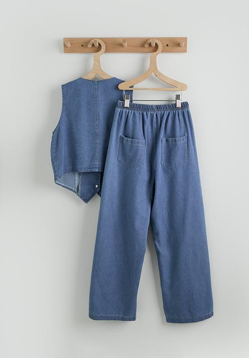Pop Candy - Cherry aop denim vest & jeans - blue