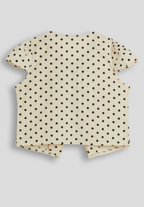 Pop Candy - Girls ruched button closure blouse - cream