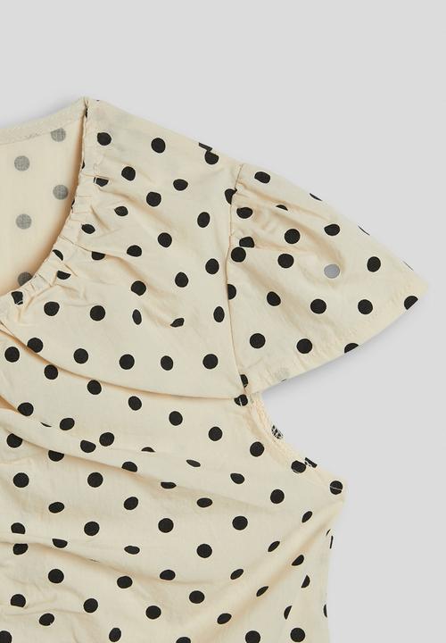 Pop Candy - Girls ruched button closure blouse - cream