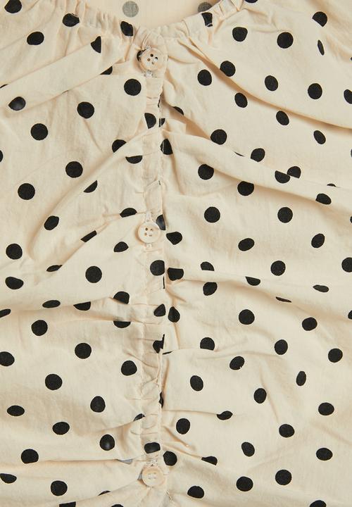 Pop Candy - Girls ruched button closure blouse - cream