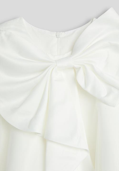Pop Candy - Large front bow satin dress - white