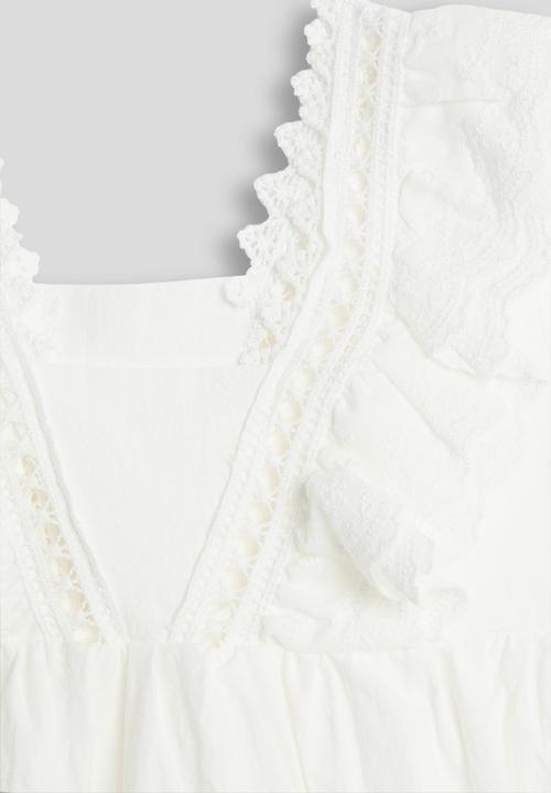 Pop Candy - Lace trimmed ruffle sleeve dress - white