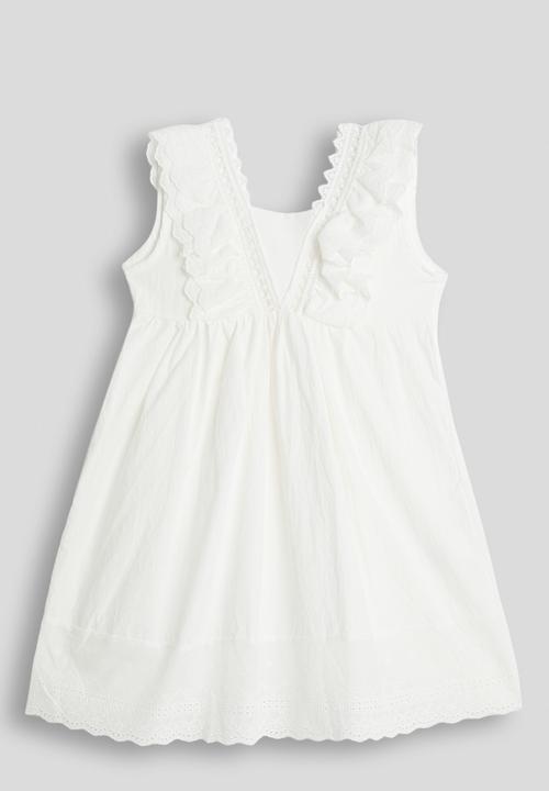 Pop Candy - Lace trimmed ruffle sleeve dress - white