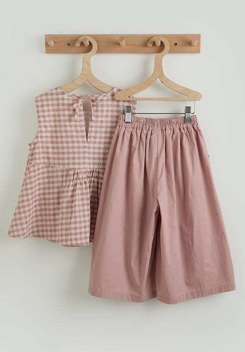 Pop Candy - Gingham peplum top & shorts - pink