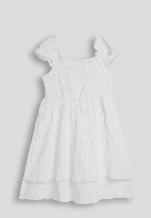Pop Candy - Ruched bodice dress with layered skirt - white