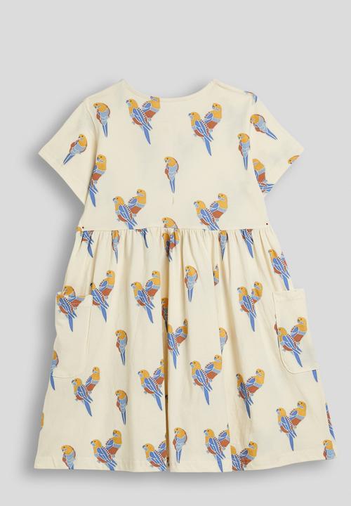 Pop Candy - Parrot aop skater dress - off white