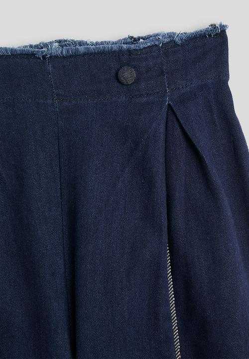 Pop Candy - Raw waistband wide leg jeans - navy