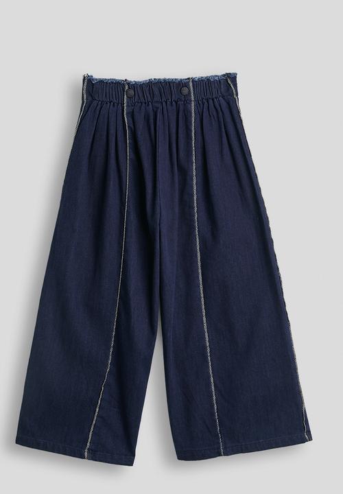 Pop Candy - Raw waistband wide leg jeans - navy